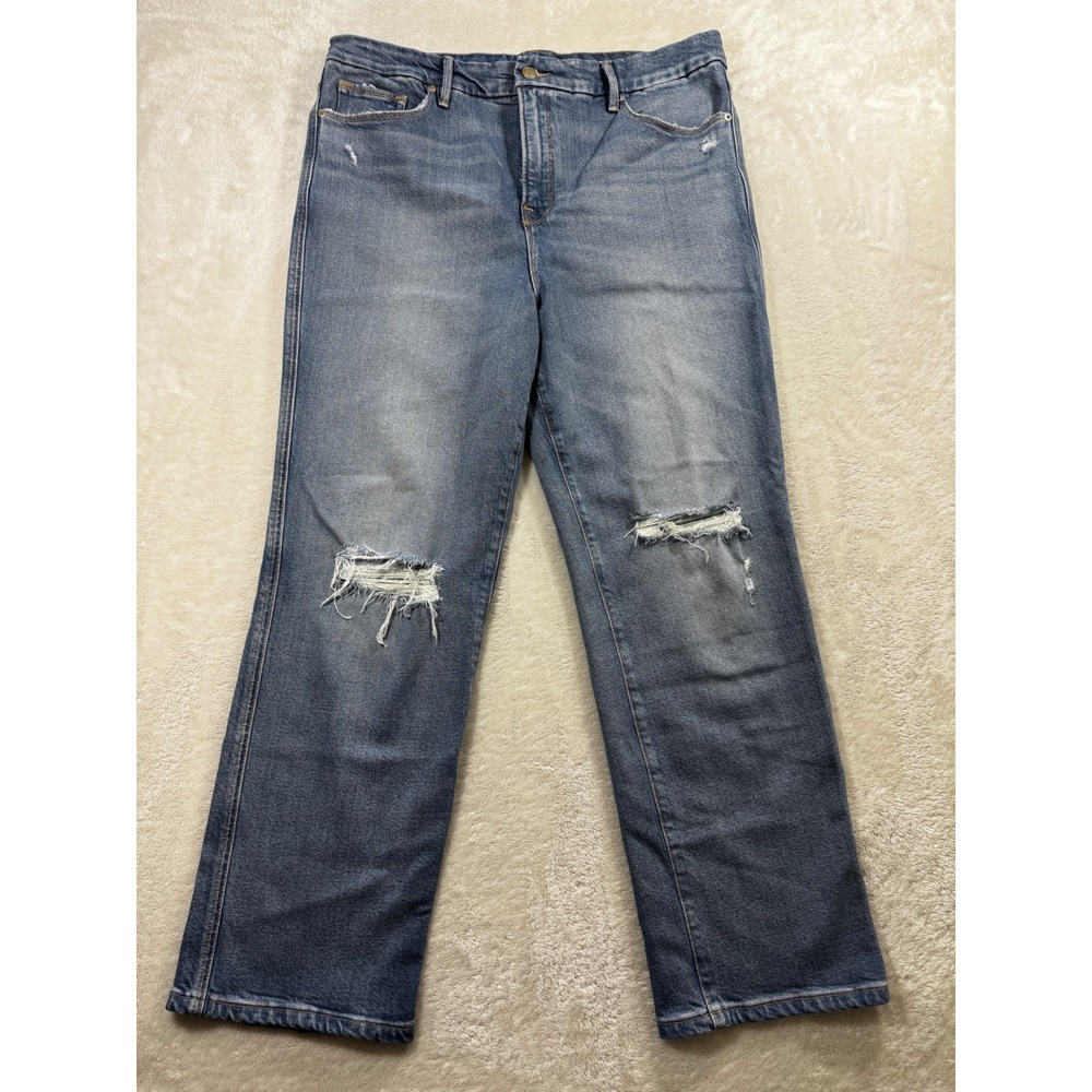 Good American Womens Good Curve Straight High Rise Jeans 14/32 Meas: 35x28.5
